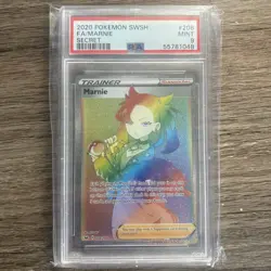 Pokemon TCG Sword Shield Rainbow Marnie Full Art Secret Rare PSA 9 MINT - Image 1