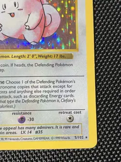 Pokemon: Clefairy #5/102 Shadowless Base Set Holo Rare 1999 Vintage WOTC LP/MP - Image 4