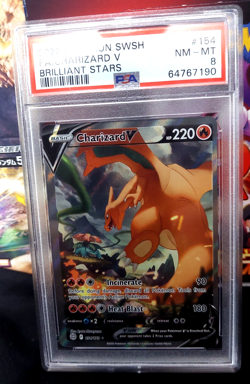 2022 Pokemon SWSH FA/Charizard V Brilliant Stars #154 PSA 8 NM-MT - Image 1
