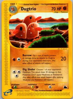 Dugtrio 52/144 Common Skyridge Pokemon Lightly Played - Image 1