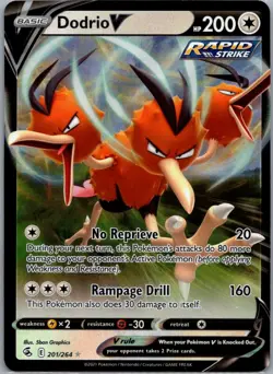 Dodrio V 201/264 Holo Rare V Fusion Strike Pokemon Moderately Played-Creased - Image 1