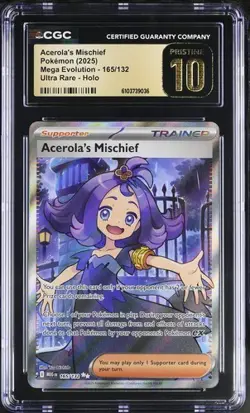 Acerola's Mischief *CGC PRISTINE 10* Ultra Rare *Mega Evolution* #165 * Pokemon - Image 1