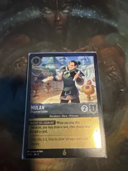 Lorcana Mulan Disguised Soldier Promo Foil 38/P3 DISNEY PARK EXCLUSIVE IN HAND! - Image 1