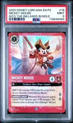 2025 DISNEY LORCANA EN P2-PROMO #18 MICKEY MOUSE INTO THE INKLANDS PSA 9 - Image 1