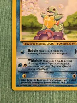 1999 Pokemon Card Squirtle Base Set Shadow 62/102 - Image 4