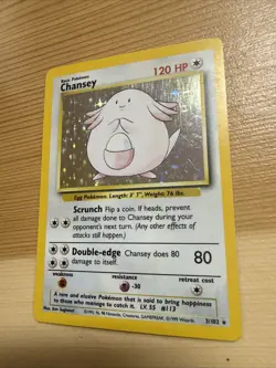 Pokemon Chansey Holo Rare TCG Card Base Set Unlimited 3/102 - Image 1