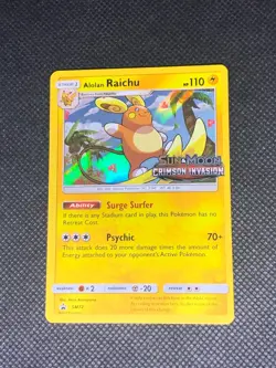 Alolan Raichu SM72 - Prerelease Crimson Invasion Pokemon Card - NM - Image 1