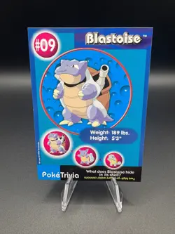 Rare BLASTOISE PokeTrivia Card #09, 1999 Burger King, Pokemon Movie Scene 1 - Image 1