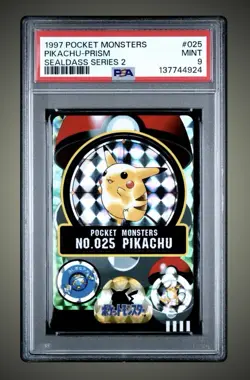 Pikachu PRISM Bandai Sealdass Japanese Pokemon (1997) - PSA 9 - Image 1