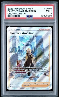 2023 POKEMON SWORD & SHIELD CROWN ZENITH #GG60 FULL ART/CYNTHIA'S AMBITION PSA 9 - Image 1
