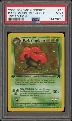 Pokemon PSA 9 1st Edition Dark Vileplume 13/82 Team Rocket Holo Mint - Image 1