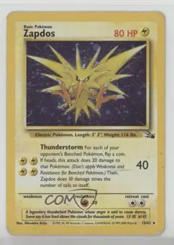 Zapdos Holo Pokemon Fossil #15 1999 - Image 1