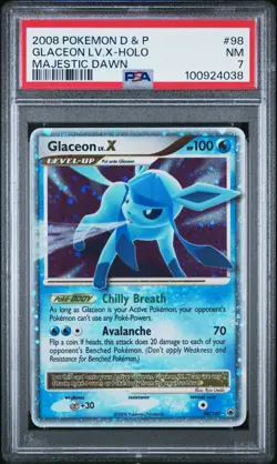 2008 Pokemon Diamond & Pearl Majestic Dawn #98 Glaceon Lv.X Holo PSA 7 - Image 1