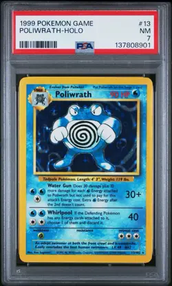 1999 Pokemon TCG Poliwrath Base Set Unlimited Holo Rare 13/102 PSA 7 - Image 1
