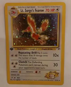 💎1ST EDITION LT. SURGES FEAROW 7/132 GYM HEROES HOLO RARE VINTAGE POKEMON💎PSA - Image 1