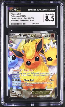 2016 Pokemon XY Generations Flareon EX Full Art Radiant Collection Holo CGC 8.5 - Image 1