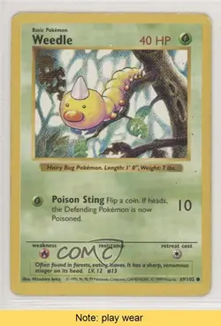 Weedle Shadowless Pokemon Base Set #69 1999 READ fz4 - Image 1