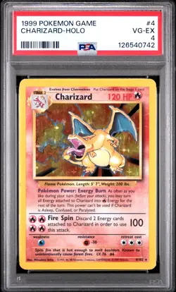1999 POKEMON BASE SET UNLIMITED #4 CHARIZARD-HOLO PSA 4 - Image 1