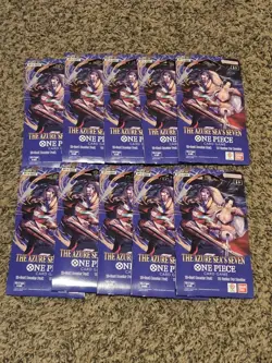 10 x One Piece OP14 THE AZURE SEA’S SEVEN Sleeved Blister Booster Packs Sealed - Image 1