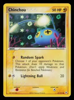 Pokemon Card Chinchou 57/101 Reverse Holo EX Hidden Legends Vintage Foil NM 2004 - Image 1