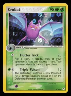 Pokemon Card Crobat 3/101 Reverse Holo EX Hidden Legends Foil Vintage LP 2004 - Image 1