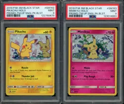 PSA 9 PIKACHU MIMIKYU SET OF 2 BLACK STAR PROMO SUN & MOON SM162 SM163 POKEMON - Image 1
