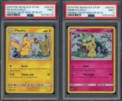PSA 9 PIKACHU MIMIKYU SET OF 2 BLACK STAR PROMO SUN & MOON SM162 SM163 POKEMON - Image 1