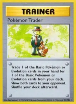 Pokemon Trader - 77/102 - Rare - Unlimited Edition Base Set Moderately Played - Image 1