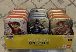 (LOT OF 12) One Piece CCG Card Game 2-Pack Mini Tin Set Vol 2 Bandai New Sealed - Image 1
