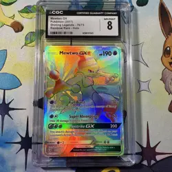 CGC 8 NM/MINT Mewtwo GX Rainbow Rare Shining Legends 76/73 Pokemon Card - Image 1