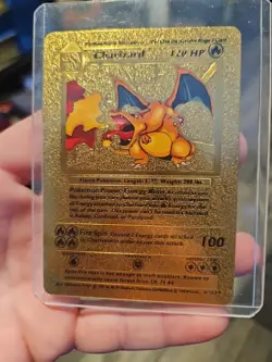 Charizard Gold Foil Fan Art Vinyl Textured Collector Display Card LV76 #6 - Image 1