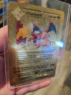 Charizard Gold Foil Fan Art Vinyl Textured Collector Display Card LV76 #6 - Image 3