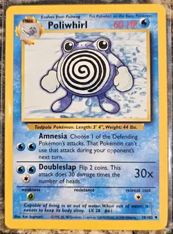1999 Pokemon Basic Base Set Poliwhirl 38 NM or Better - Image 1