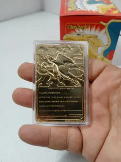 23K Gold Plated CHARIZARD Trading Card 1999 Burger King Pokemon Ball Red - Image 3
