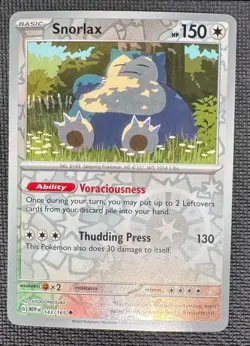 SNORLAX 143/165 UC 151 POKEMON REVERSE HOLO NM - Image 1