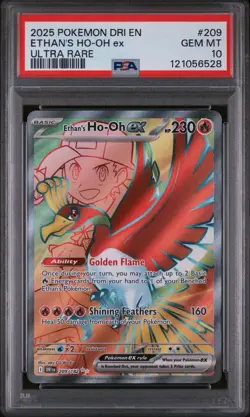 2025 POKEMON DRI EN-DESTINED RIVALS ULTRA RARE #209 ETHAN'S HO-OH EX PSA 10 - Image 1
