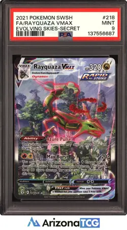 Pokemon 2021 Rayquaza VMAX 218/203 Alt Art Secret Rare Evolving Skies PSA 9 - Image 1