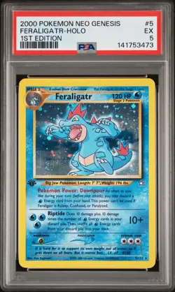 2000 POKEMON NEO GENESIS 1ST ED #5 FERALIGATR-HOLO PSA 5 - Image 1