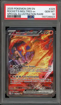 Pokemon Team Rocket's Moltres ex Destined Rivals SIR #229 PSA 10 Gem Mint - Image 1