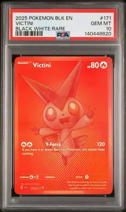 2025 Pokemon Black Bolt Victini 171/086 Black White Rare PSA 10 - Image 1