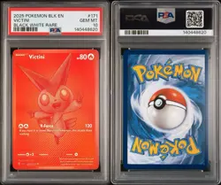 2025 Pokemon Black Bolt Victini 171/086 Black White Rare PSA 10 - Image 3