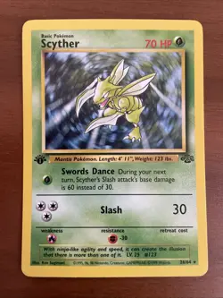 Scyther 26/64 Jungle Regular first edition non holo Pokemon TCG Vintage - Image 1