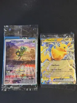 Pokemon Teal Mask Ogerpon SVP123 And Pikachu 063/193 Holiday Stamp Both Sealed - Image 1