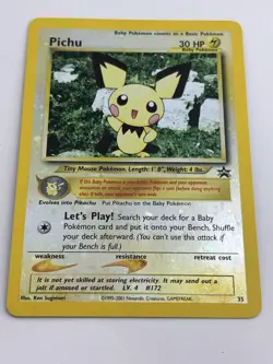 2001 Black Star Promo #35 Pichu reverse foil holo Pokemon league MP - Image 5