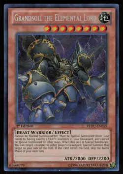 Grandsoil the Elemental Lord REDU-EN038 Secret Rare 1st Edition Yu-Gi-Oh - Image 1