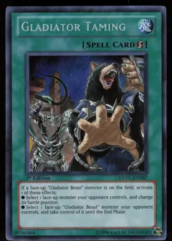 Gladiator Taming EXVC-EN087 Secret Rare Extreme Victory 1st Edition Yu-Gi-Oh - Image 1