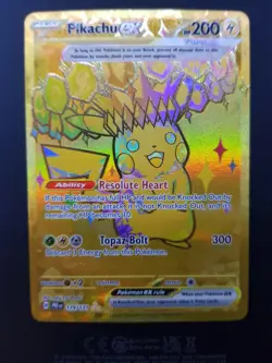 Pokemon TCG Pikachu EX 179/131 Prismatic Evolutions Hyper Rare Gold Holo Card - Image 1