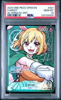 PSA 10 Carrot OP08-021 Leader Alt Art One Piece Card English 2024 - Image 1
