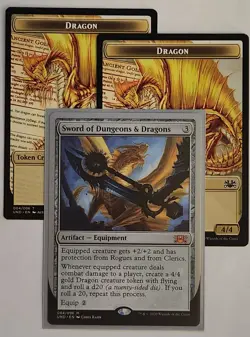 Sword of Dungeons & Dragons + 2 Gold Dragon Tokens MTG UND 084 Unsanctioned NM - Image 1
