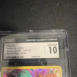 Pokemon Pikachu 160/159 Crown Zenith CGC 10 Secret Rare Holo 2023 - Image 2